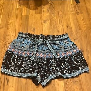 LOFT High Waist Black and Blue Shorts